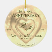 金ゴールド結婚2周年記念ハート セラミックオーナメント (裏面)