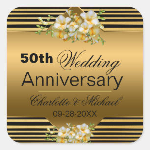 金ゴールド結婚50周年 スクエアシール