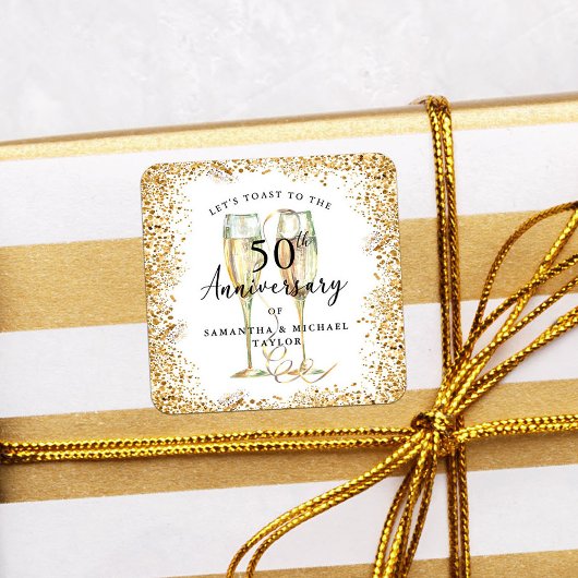 金ゴールド結婚50周年 スクエアシール