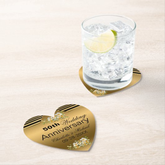 金ゴールド結婚50周年 ペーパーコースター (インサイチュ)