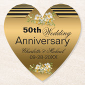金ゴールド結婚50周年 ペーパーコースター (正面)