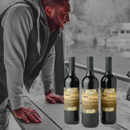 金ゴールド結婚50周年 ワインラベル