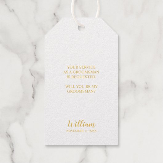 金ゴールド結婚・スーツ・ネクタイ・グロムスマン案 ギフトタグ (裏面)