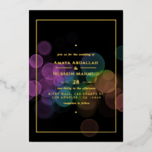 金ゴールド結婚《写真》ぼけ味箔招待状