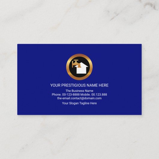 金ゴールド給排水衛生設備配管アイコンフレームフラッドウォーターズ配管工 名刺 (裏面)