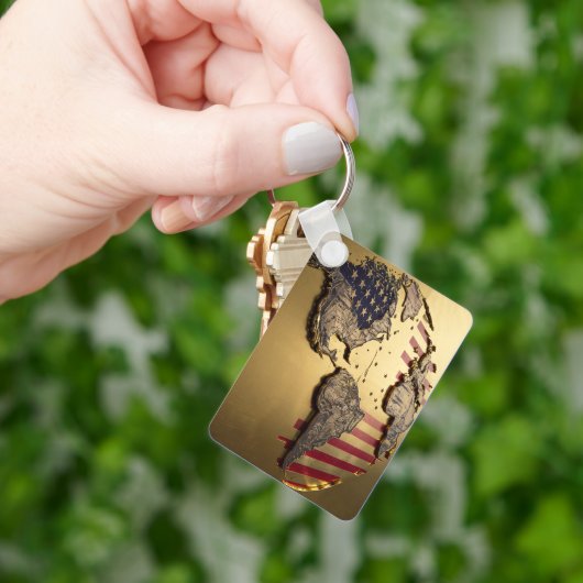 金ゴールド統一された州マップ#1 キーホルダー (手)