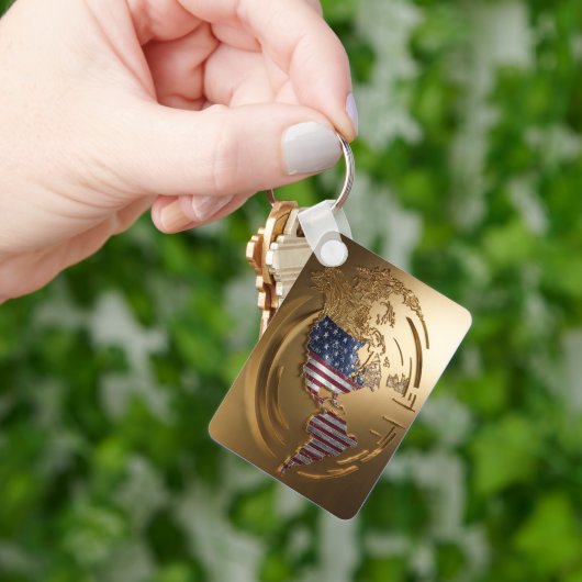 金ゴールド統一された州マップ#4 キーホルダー (手)
