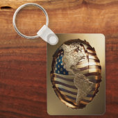 金ゴールド統一された州マップ#5 キーホルダー (正面)