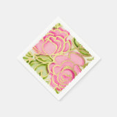 金ゴールド絵を描ウォーターカラーピンクローズ スタンダードカクテルナプキン (角)