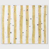 金ゴールド絵を描ストライプブラックウォーター色ドットパターン ラッピングペーパー (フラット)