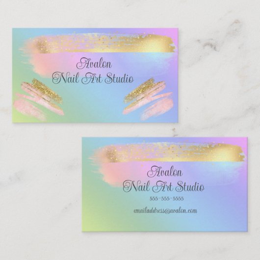 金ゴールド絵を描ストレックネイルアート名刺 名刺 (正面/裏面)