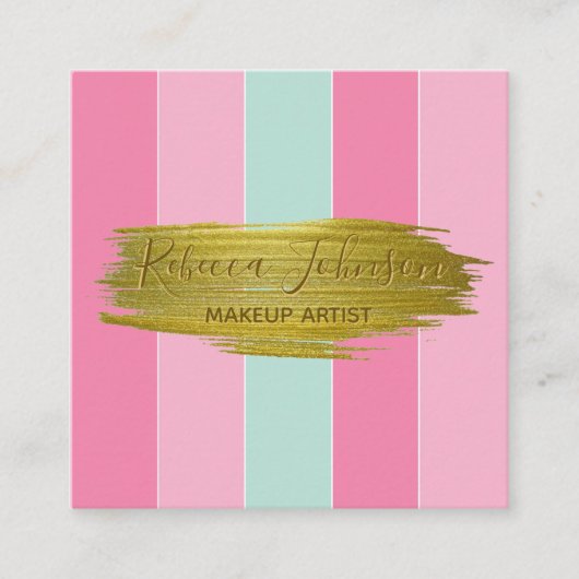 金ゴールド絵を描ストロカラフルークストライプ – 名刺 (正面)