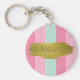 金ゴールド絵を描ストロカラフルークミントピストライプンク キーホルダー