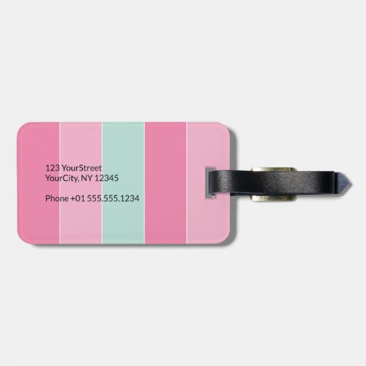 金ゴールド絵を描ストロカラフルークミントピストライプンク ラゲッジタグ (裏面横)