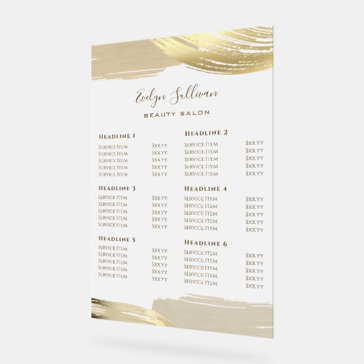 金ゴールド絵を描ストローク価格表 アクリルサイン (傾斜)