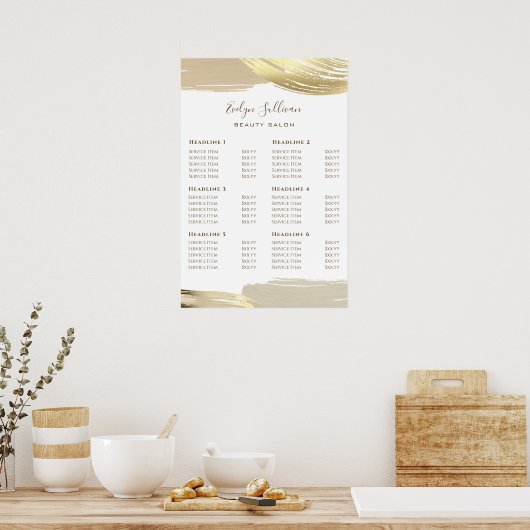 金ゴールド絵を描ス・ストローク価格表ポスター ポスター (キッチン)