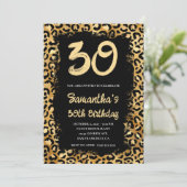 金ゴールド絵を描ヒョウブラック30歳の誕生日 招待状 (スタンド正面)