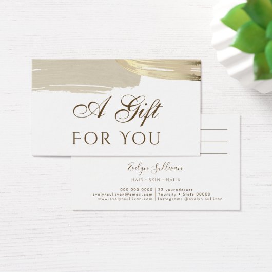 金ゴールド絵を描ブラシストロークのギフトカード (デスク)