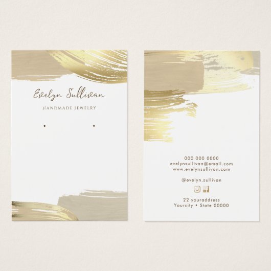 金ゴールド絵を描ブラシストロークジュエリー表示カード (正面&裏面)