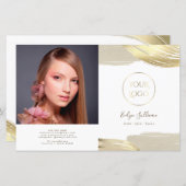 金ゴールド絵を描ブラシストローク2折パンフレット (正面/裏面)