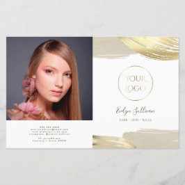 金ゴールド絵を描ブラシストローク2折パンフレット