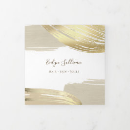 金ゴールド絵を描ブラシストローク3折パンフレット 三つ折りカード