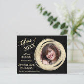 金ゴールド絵を描ブラシフレーム卒業日を保存 ポストカード (スタンド正面)