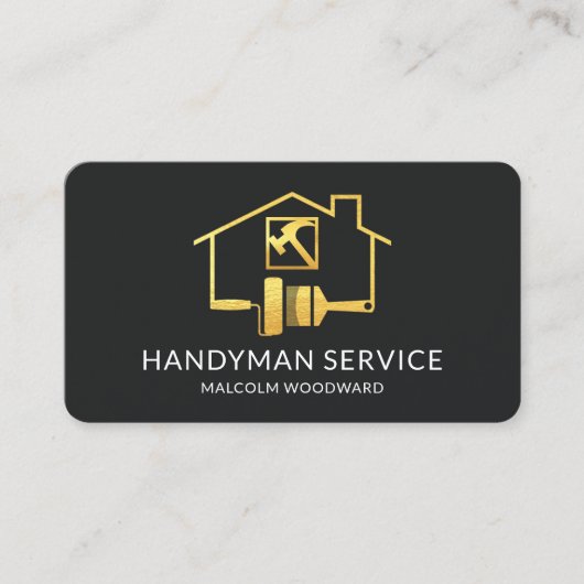 金ゴールド絵を描ブラシホームハンドマキッド修理 名刺 (正面)