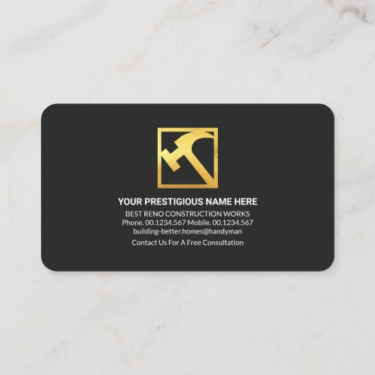 金ゴールド絵を描ブラシホームハンドマキッド修理 名刺 (裏面)