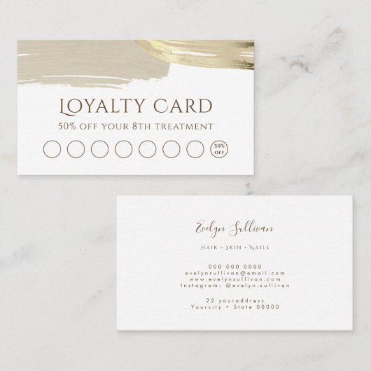 金ゴールド絵を描ブラシロイヤリティカード 名刺 (正面/裏面)