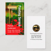 金ゴールド絵を描ブラシ汚れ壁絵を描(ばちゃばちゃ)跳ねる 名刺 (正面/裏面)