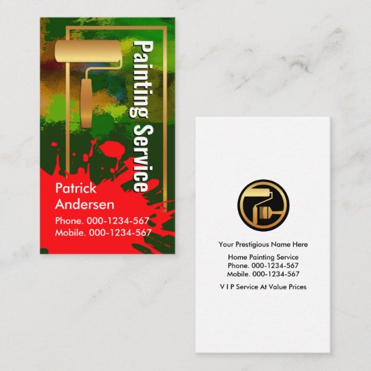 金ゴールド絵を描ブラシ汚れ壁絵を描(ばちゃばちゃ)跳ねる 名刺 (正面/裏面)