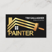 金ゴールド絵を描ブ絵を描ラシのホームルーフライン 名刺 (正面)