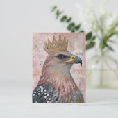 金ゴールド絵を描冠を持つタカの ポストカード (スタンド正面)