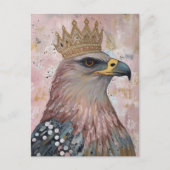 金ゴールド絵を描冠を持つタカの ポストカード (正面)
