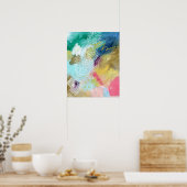 金ゴールド絵を描点々のある抽象芸術 ポスター (キッチン)