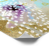 金ゴールド絵を描点々のある抽象芸術 ポスター (角)