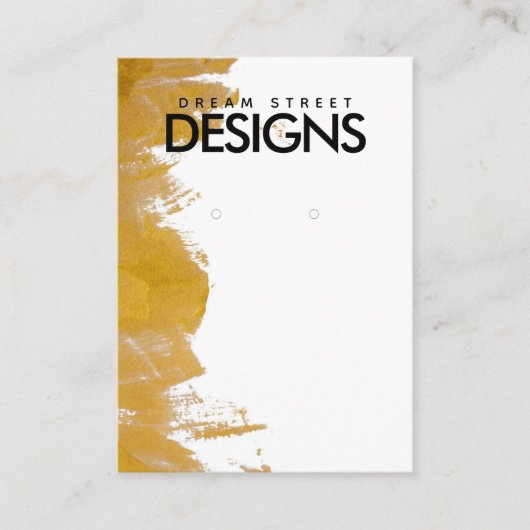 金ゴールド絵を描（ばちゃばちゃ）跳ねるイヤリング表示カード 名刺 (正面)