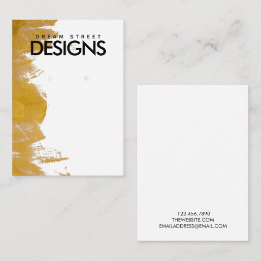 金ゴールド絵を描（ばちゃばちゃ）跳ねるイヤリング表示カード 名刺 (正面/裏面)