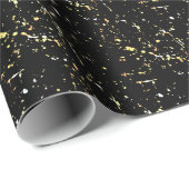 金ゴールド絵を描（ばちゃばちゃ）跳ねるオンブラック ラッピングペーパー (ロールコーナー)
