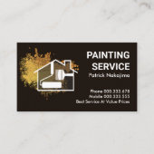 金ゴールド絵を描(ばちゃばちゃ)跳ねるホームブラシ 名刺 (正面)