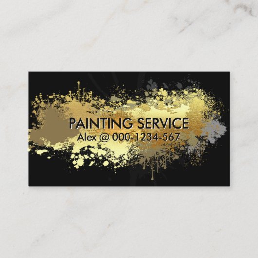 金ゴールド絵を描（ばちゃばちゃ）跳ねるホー絵を描ム 名刺 (正面)