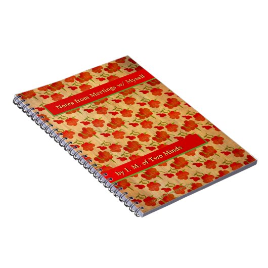 金ゴールド絹にタンゴレッドパーソナライズされた牡丹 ノートブック (右側)