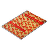 金ゴールド絹にタンゴレッドパーソナライズされた牡丹 ノートブック (左側)