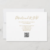 金ゴールド緑のフローラQRコードフォト結婚ズ 招待状 (裏面)