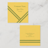 金ゴールド緑の斜ストライプ線モダンデザイン スクエア名刺 (正面/裏面)