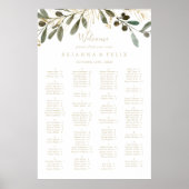 金ゴールド緑の秋のアルファベット順の座席表 ポスター (正面)