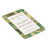 金ゴールド緑の葉熱帯のIを結婚保存 マグネット (右側)