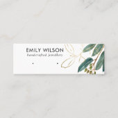 金ゴールド緑ユーカリ動物イヤリングスタッドディスプレイ スキニー名刺 (正面)