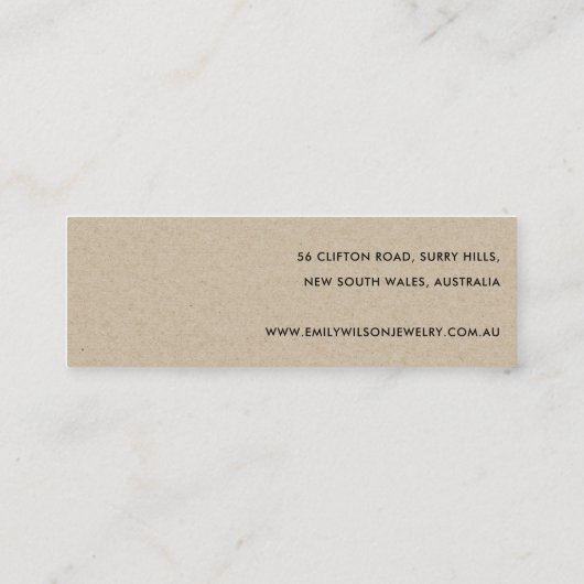 金ゴールド緑ユーカリ動物イヤリングスタッドディスプレイ スキニー名刺 (裏面)